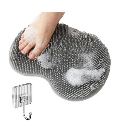 Foot brush shower footwash mat with non -slip suction cups bath massage pad foot clothes bath foot massager for pedicure foot care relaxation (gray)