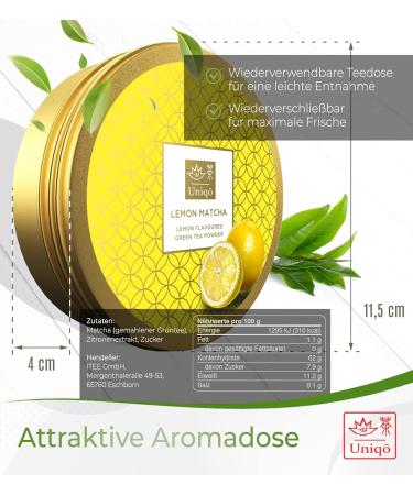 Buy Lemon Matcha Powder - Versatile Green Tea for Ice Cream Lattes Baking & Cooking | 100% Natural in Resealable Can - Buy Online on GoSupps.com