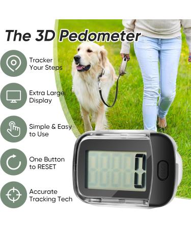 Buy 3D Pedometer - Accurate Walking Tracker with Clip/Lanyard & Large LCD Display for Women & Kids | International Shipping Available - Buy Online on GoSupps.com