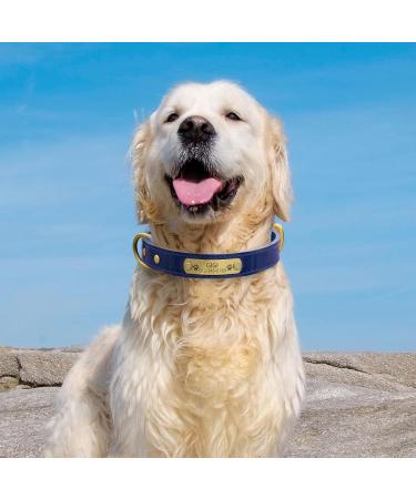Senristar Personalized Leather Dog Collar - Engraved Name Tag Stylish & Durable for Small to Large Dogs (XS Blue) - Buy Online on GoSupps.com