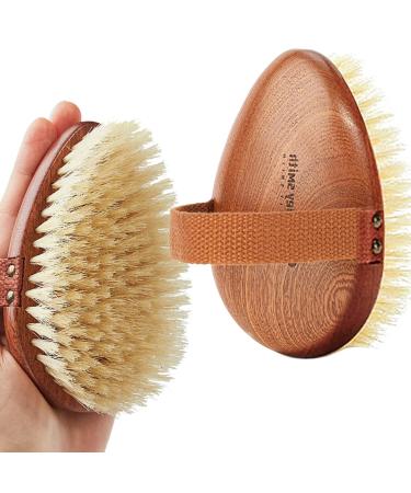 Premium shower brush for dry brushing can carried around Comfortable Dry brushing body brush to remove dead skin and cellulite  Dry Wet Exfoliator Brush   Dry brush for shower for Softern Glowing Skin Ebony water drop sh...