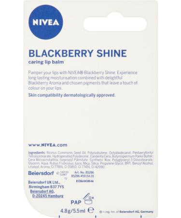 Nivea Lip Care Fruity Shine Blackberry 4.8g Pack of 12 - Buy Online on GoSupps.com