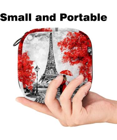 Portable Women's Binding-Storage Bags | Menstrual Cup Pocket & Pads for Teenage Girls | Stylish Eiffel Tower Design - Buy Online on GoSupps.com