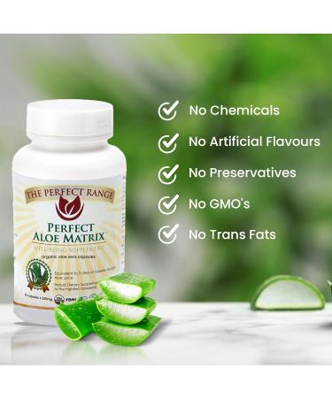 The Perfect Range Aloe Matrix - 60 Aloe Vera Capsules for Healthy Skin & Hair 250mg Supports Healthy Digestion & Immune System Vitamin E Aloe Vera Capsules Alo Vera Capsules - Buy Online on GoSupps.com