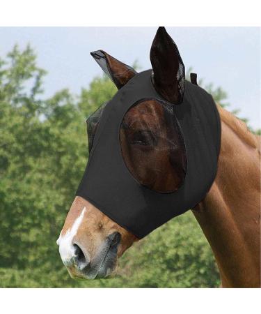 Anti-Fly Horse Mask with Ear Protection | Breathable Mesh UV & Mosquito Defense | Elastic Black Design - Buy Online on GoSupps.com
