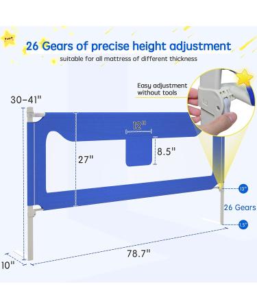 Kevsuvqin Toddler Bed Rail for Queen and King Size Beds - Blue, 78.7 x 30 - 1 Side Guard Rail for Babies and Toddlers - Buy Online on GoSupps.com