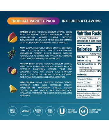 DripDrop Hydration - Electrolyte Powder Packets - Pi a Colada Mango A a Passion Fruit Watermelon Berry Lemon Orange Fruit Punch Grape Strawberry Lemonade Cherry - 48 Count - Buy Online on GoSupps.com