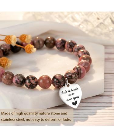 Lanqueen Get Well Soon Natural Stone Bracelet | Inspirational Gifts for Women/Men - Life is Tough But So are You - Buy Online on GoSupps.com