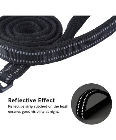 PETTOM Heavy Duty 2 Meter/6.5 Ft Black Dog Lead Leash | Soft Padded Reflective Nylon Webbing for Small to Large Dogs - Buy Online on GoSupps.com