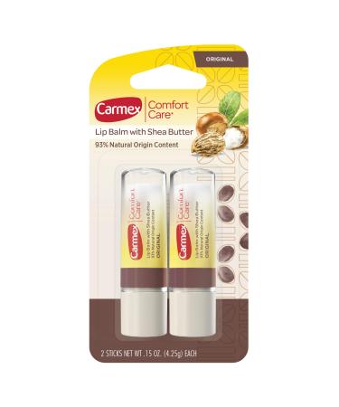 Carmex Comfort Care Lip Balm Sticks with Shea Butter - 0.15 OZ Each 2 Count 2 Count (Pack of 1)