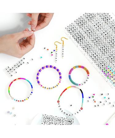 ARTDOT 1400 PCS Letter Beads Kit for Bracelets Making - 28 Styles Alphabet, Smiley Face, Heart Beads - Craft for Girls - Buy Online on GoSupps.com