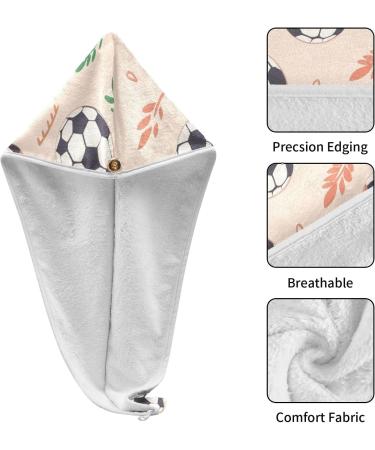 Buy Footballs Leaf Hair Towel 2 Pack - Super Absorbent Quick Dry Turbans for Women & Girls - Buy Online on GoSupps.com