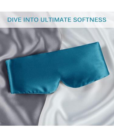 OLESilk 100% Natural Mulberry Silk Sleep Mask - Large Aqua Blue - Adjustable Strap - Blindfold for All Night Sleep - Men and Women - Buy Online on GoSupps.com