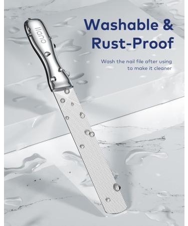 Llano Stainless Steel Nail File with Leather Case - Double Sided Anti-Slip Metal Nail File for Men and Women - Buy Online on GoSupps.com