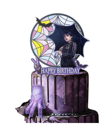 5 counts Wednesday Cake Toppers Cupcake Toppers Cake Decorations for Addams Theme Birthday Party Supplies