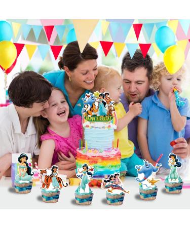 Princess Jasmine Party Decorations 25Pcs Aladdin Theme Cake Cupcake Topper Decorations Princess Jasmine Party Supplies for Kids - Buy Online on GoSupps.com