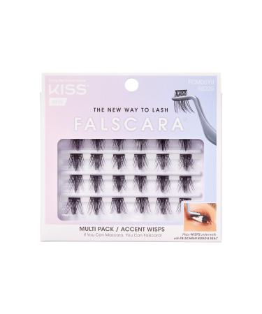 KISS FALSCARA False Eyelashes WISPS Multipack Accent DIY Ultra Glam Invisible Rewearable 3x Buildable & Customizable Easy To Apply Split Lash Tip | 24 Wisps