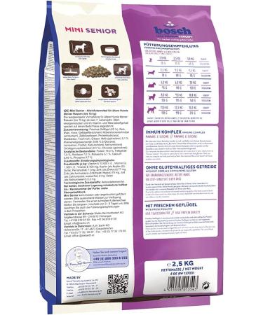Bosch HPC Mini Senior Dry Dog Food for Small Breeds (up to 15 kg) | 2.5 kg Pack of 2 - Ideal for Older Dogs - Buy Online on GoSupps.com
