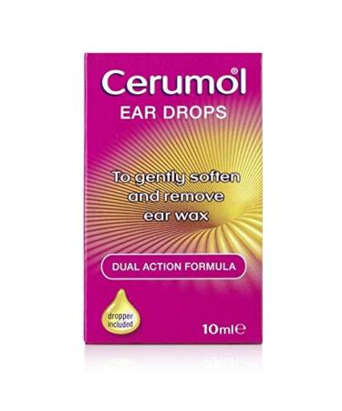 Cerumol Dual Action Ear Drops 10ml Gentle Formulation Helps Relieve Symptoms of Ear Wax Softens Earwax Dropper Included 10 ml (Pack of 1)