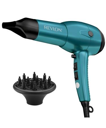 Revlon RV544FBLF Advanced Ionic Technology Hair Dryer with Diffuser Powerful Hair Dryer with Concentrator Quick Dry Lightweight 2 Heat/Speed Settings Less Frizz Shiny and Smooth Hair Blue Blue Hair Dryer