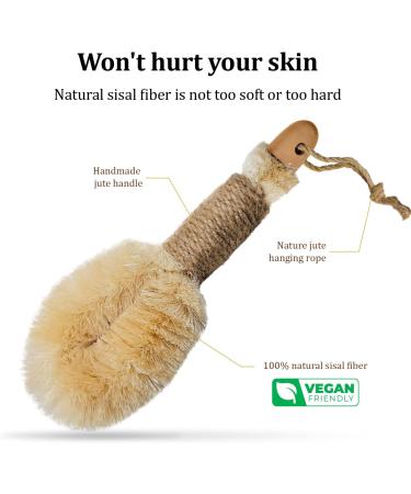 Sisal Dry Body Brush for Exfoliation and Skin Health - Natural Bristles, Improve Blood Circulation, Reduce Cellulite and Ingrown Hairs - Buy Online on GoSupps.com