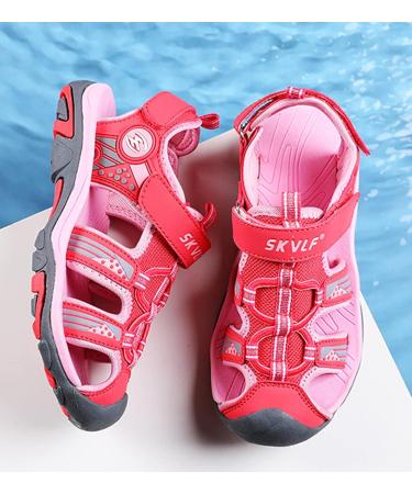 DADAWEN Kids Outdoor Water Sandals - Breathable Closed-Toe Athletic Shoes, Hot Pink (Size 3 Little Kid) - Buy Online on GoSupps.com