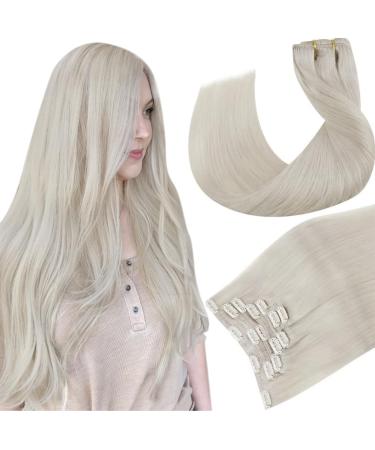 Hot sales product Hetto clip extensions real hair blonde extensions clip in real hair remy smooth hair recovery clip in extensions full of head platinum blond #60 120g 45 cm 2-1 #60 platinum blonde