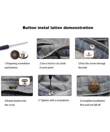 12 Pcs ICEYLI 17mm Metal Jeans Buttons Replacement Kit - No-Sew, Removable, Repair Combo - Buy Online on GoSupps.com