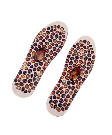 Healifty 1 Pair Massaging Insoles Cobblestone Reflexology Acupressure Insoles Foot Massager Shoe Insoles Inserts for Men Light Brown 28.5x9.5x0.4cm