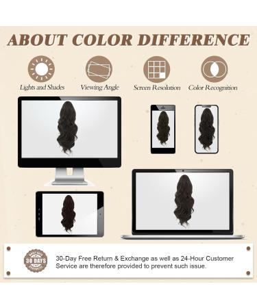 BARSDAR 40 cm Dark Brown Wavy Curly Ponytail Hair Extension for Women & Girls - Synthetic Hair Part - Buy Online on GoSupps.com