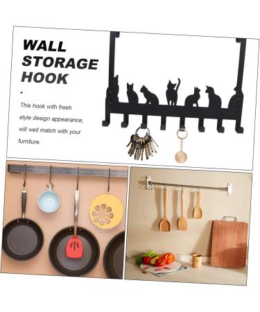 1pc Coat Hook Black Metal Over Door Towel Rack Over Door Clothes Hanger Rack Black Towel Hook Over The Door Towel Racks for Bathroom Wardrobe Doors Hook Cat Shaped Hook Hangers Hat Black 40x27.5cm - Buy Online on GoSupps.com