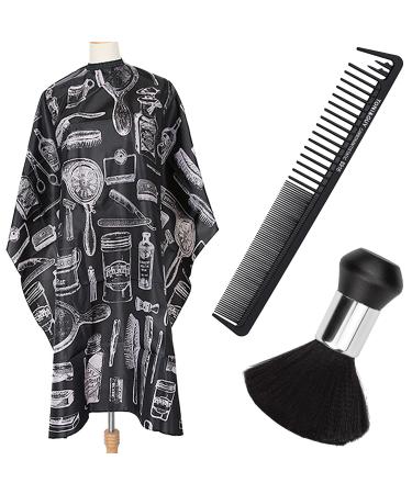 3 pieces hairdressing unisex coloring cloak hair salon cape hairdressing slope hairdressing scarf with hair cutting edge brush hair cutting comb black for haircut dyeing