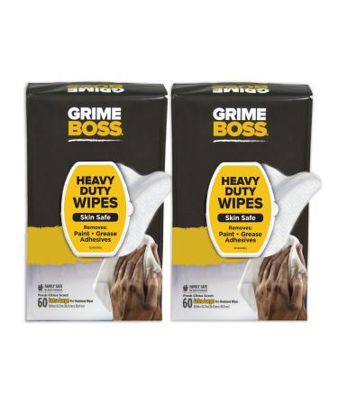 Grime Boss Heavy Duty Wipes (2 X 60Ct) Wet Wipes Used for Hands, Equipment, Tools, Garden, Automotive Easily Removes Oil, Grease, Paint and Dirt - Buy Online on GoSupps.com