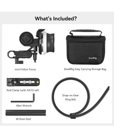 SmallRig Mini Follow Focus with A/B Stops, 15mm Rod Clamp, Snap-on Gear Ring Belt - Fits DSLRs & Mirrorless Cameras Up to 114mm - Buy Online on GoSupps.com