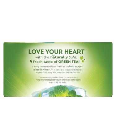 Lipton Green Tea Bags with Mint Flavor - 100% Natural, Heart-Healthy - 1.06oz 20 Count (Pack of 6) - Buy Online on GoSupps.com