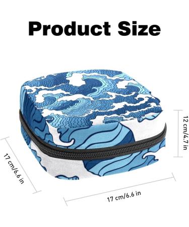 Shop Women's Lift Still Pad Holder - Sea Wave Pattern Blue & White - Portable Period Kit Bag for Women & Girls - Buy Online on GoSupps.com