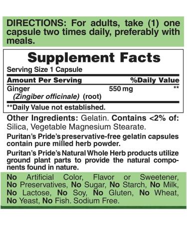 Puritan's Pride Ginger Root 500mg Twin Pack - 400 Count x 2 (Total 800 Count) - Buy Online on GoSupps.com