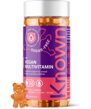 Known Multivitamin Rubber for Kids Sugar Free Vitamin C B6 Supports Immune System Natural Strawberry Flavor 30 Vegan Gums - Buy Online on GoSupps.com
