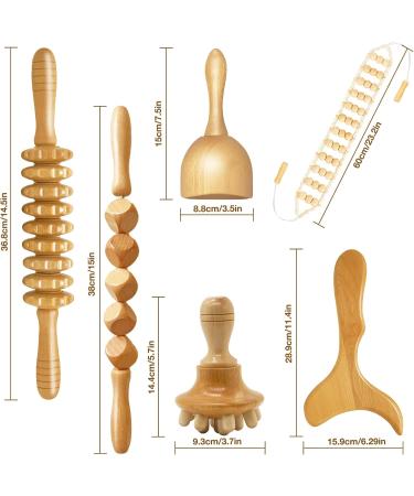 6 in 1 Maderotherapy Set - Anti-Cellulite Wood Massage Device & Lymphatic Drainage Tools for Stress Relief - Buy Online on GoSupps.com
