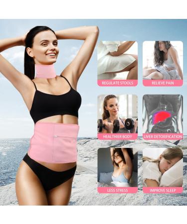 Reusable Pink Castor Oil Pack Massage Belt Set for Neck & Belly - Non-Expired TPU Oil Packs for Soothing Relief - Buy Online on GoSupps.com