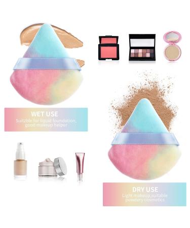 WLLHYF 2Pcs Triangle Powder Puffs Set for Face & Body - Washable Reusable Velour Cotton Puff for Setting Makeup - Multicolor - Buy Online on GoSupps.com