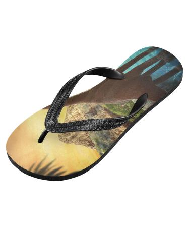 Shop Mnsruu African Animals & Dinosaurs Flip Flops for Men & Women | Colorful Slippers for Spa Travel & Home - Buy Online on GoSupps.com