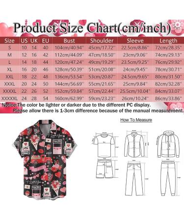 Men's Valentine's Day Heart Print Button Down Shirt - Classic Fit Beach Vacation Blouse | 4XL - Buy Online on GoSupps.com