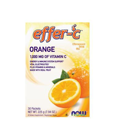 Now Foods Effer-C Effervescent Drink Mix Orange 30 Packets 7.5 g Each