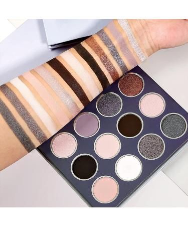 DE'LANCI Smokey Grey Eyeshadow Palette  Goth Black Eyeshadow Palette  Pigmented Velvety Matte Shimmer Neutral Silver Eyeshadow Pallet Long-Lasting Natural Nude Brown Dark Small Makeup Palette Eye Shadow  Cruelty Free