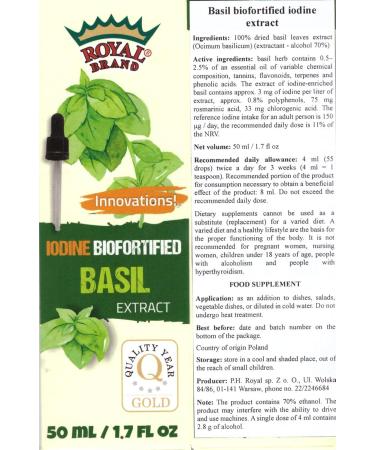 Basil extract enriched with iodine / 50 ml / 4.8 g - Buy Online on GoSupps.com