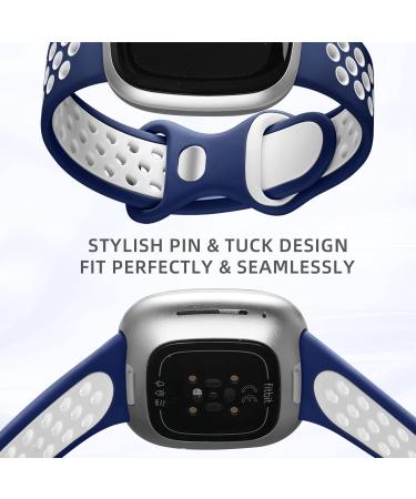 Maledan Sport Bands 4 Pack for Fitbit Versa 3/4 & Sense 2 - Soft Wristband Replacement for Women and Men - Coal Black/Red/ Navy White/ White Black - S 5.5-7 - Buy Online on GoSupps.com