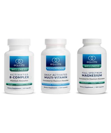 Equilife - Activated B Complex (60 ct.) Full Spectrum Magnesium (180 ct.) Daily Activated Multi-Vitamin (30 Servings)