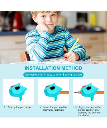 Buy Vicloon Ergonomic Pencil Handles - 3 Writing Aids for Kids Includes 6 Cartoon Pen Caps & Owl Design (Green) - Perfect for Right & Left-Handers | International Shipping Available - Buy Online on GoSupps.com