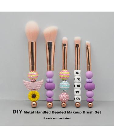 Premium Beaded Rose Gold Makeup Brush Set for Women - DIY Faux Fiber Brushes for Eyeshadow Concealer Eyebrow & Contour - Perfect Makeup Supplies - Buy Online on GoSupps.com